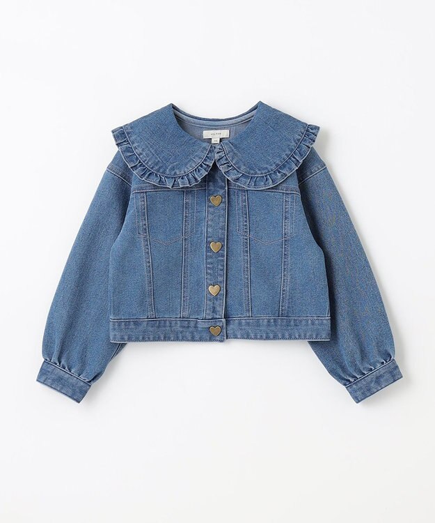 ANY KIDS フリル 襟付き デニム ジャケット デニムブルー