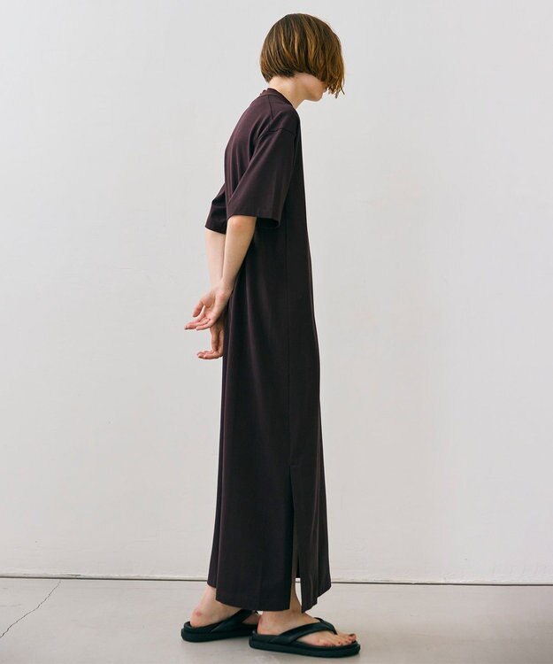 BEIGE， 【BEIGE,ecru/WEB限定・洗える】JERSEY STITCH / コットンAラインワンピース Bordeaux