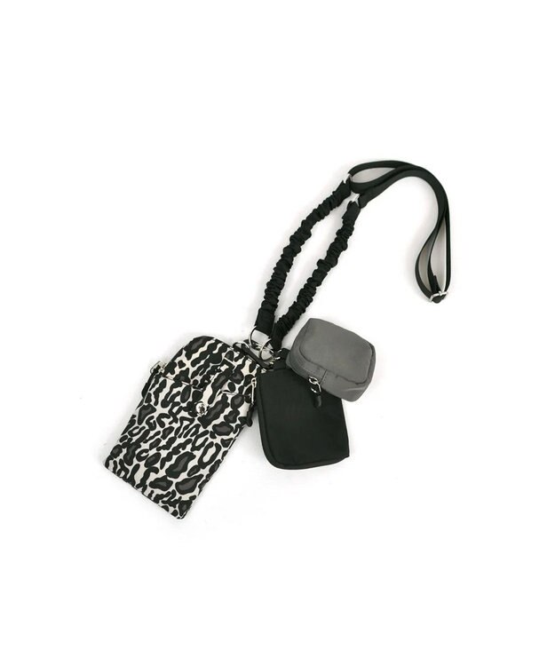 UNBILLION cachecache バンジーコードナイロンスマホショルダー レオブラック