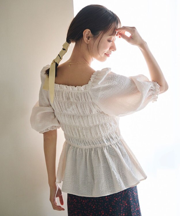 #Newans 2WAYシャーリングペプラムブラウス オフ