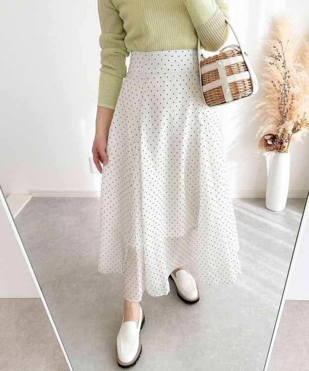Green Parks AnriettMusee ドットフレアーロングスカート Off White