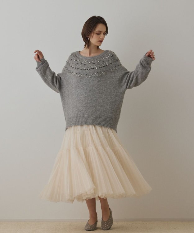 GRACE CONTINENTAL チュールティアードスカート キナリ