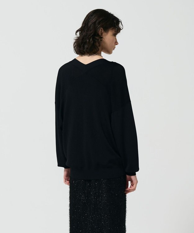 GRACE CONTINENTAL ルーズVネックニットカーディガン ブラック