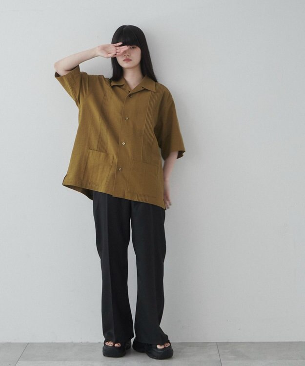 WEGO 【ユニセックス着用ITEM】キューバシャツ カーキ