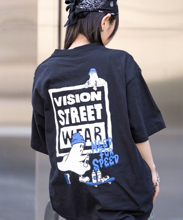 WEGO 【ユニセックス着用ITEM】別注VISIONボックスロゴゴーストスケーターT（SS） ブラック