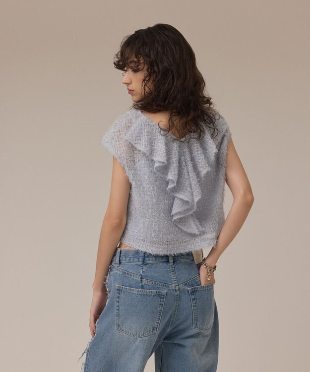 GRACE CONTINENTAL バックフレアチュールトップ ブルー