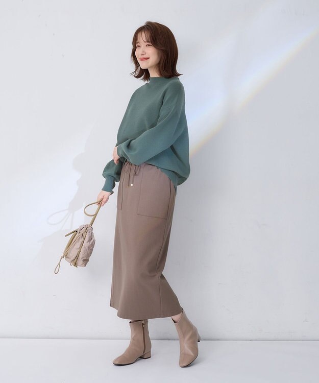 ANY 【洗濯機可能/8色展開】ソフトタッチポリエステルニット グリーン