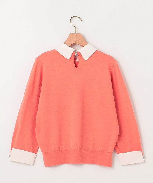 組曲 S Elena襟付きニットプルオーバー コーラル系