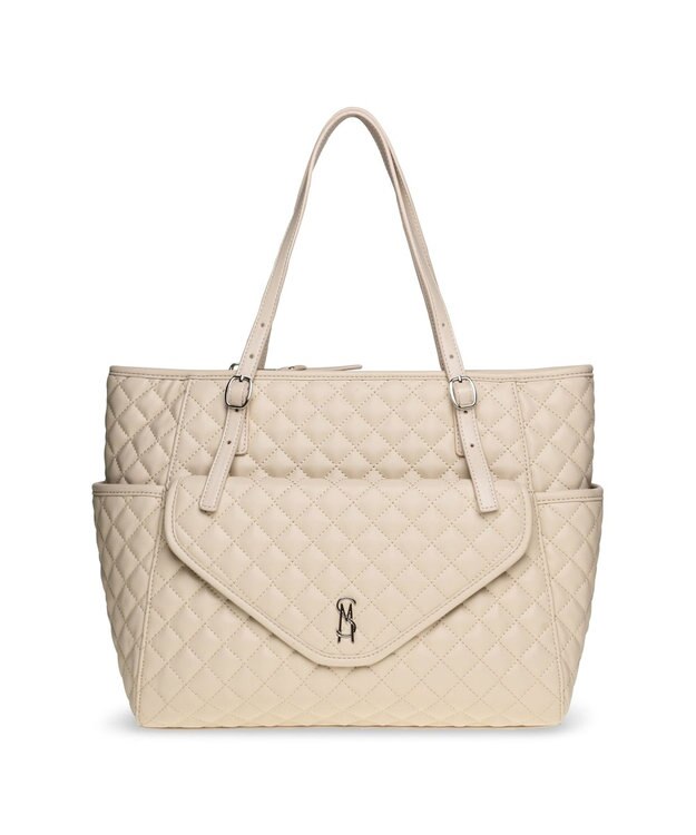 STEVE MADDEN BVIBRATO サイドポケット付きキルティングトートバッグ アイボリー