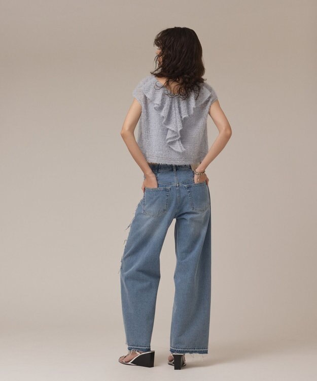 GRACE CONTINENTAL バックフレアチュールトップ ブルー