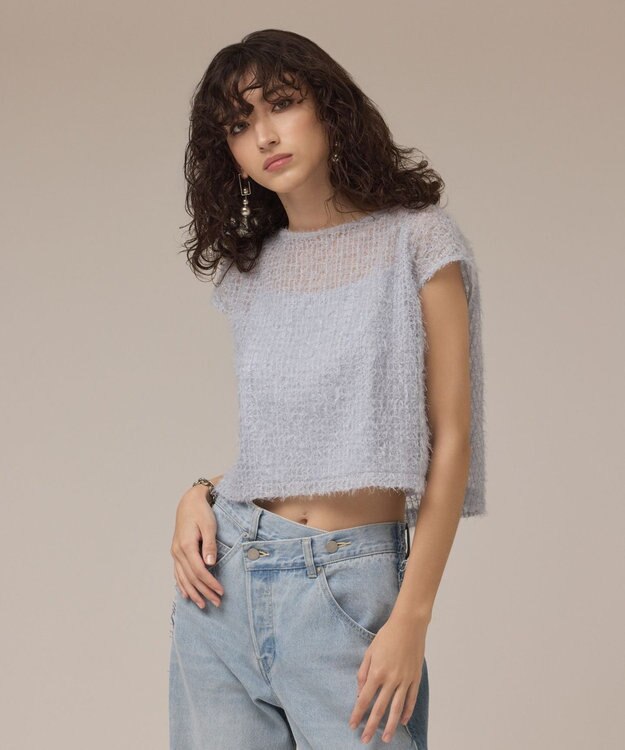 GRACE CONTINENTAL バックフレアチュールトップ ブルー