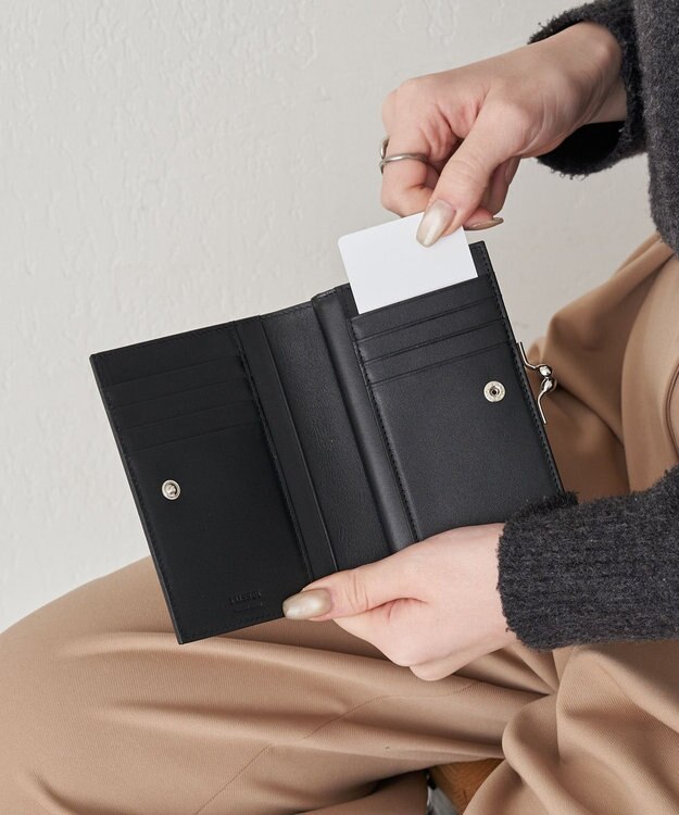 russet がま口折財布(SO-446) Black