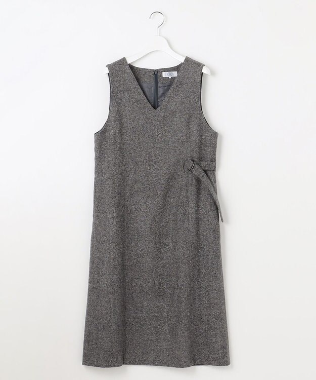 J.PRESS LADIES S シルクネップ ツイード ジャンパースカート ライトグレー系