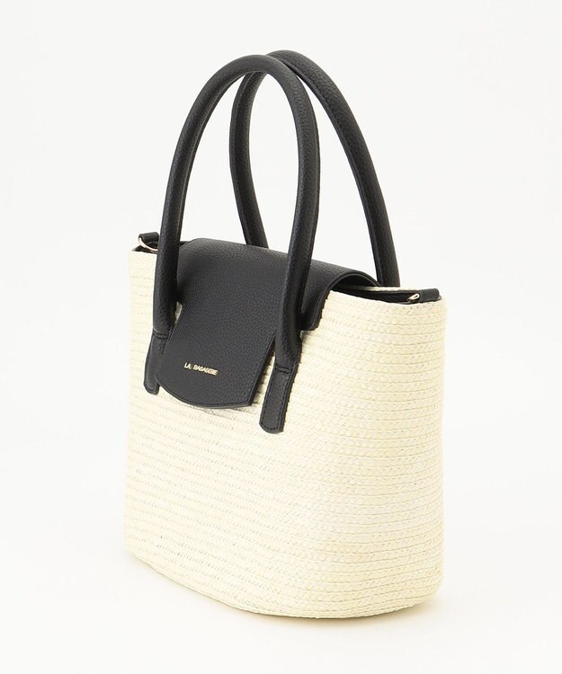 LA BAGAGERIE フラップ2WAYかごトートバッグ アイボリー