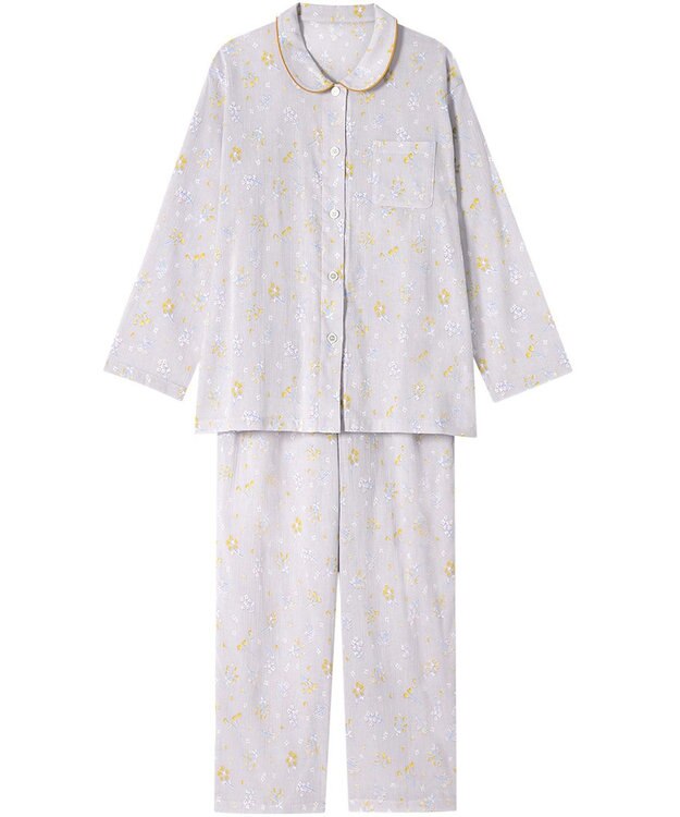 Wing パジャマ 綿100%(本体) 楊柳素材 高島ちぢみ（R） 長袖 長ズボン レディース EP8042 ウイング／ワコール グレー