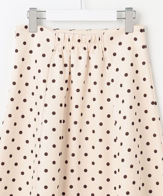 Feroux 【洗える】パールボタン付きフレア スカート ドット系