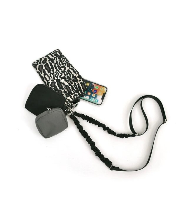 UNBILLION cachecache バンジーコードナイロンスマホショルダー レオブラック