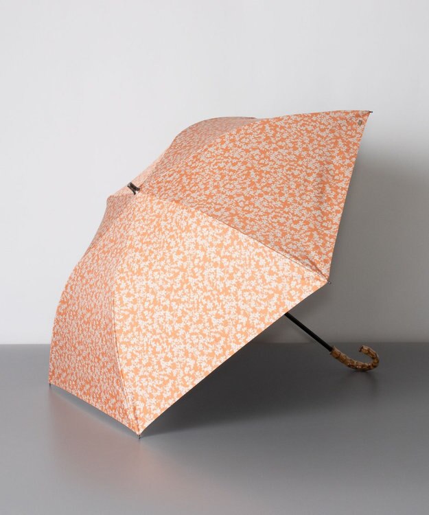 AURORA Blao（ブラオ）小花柄プリントプチ折り晴雨兼用傘（トップフラット折傘）日傘 コーラル