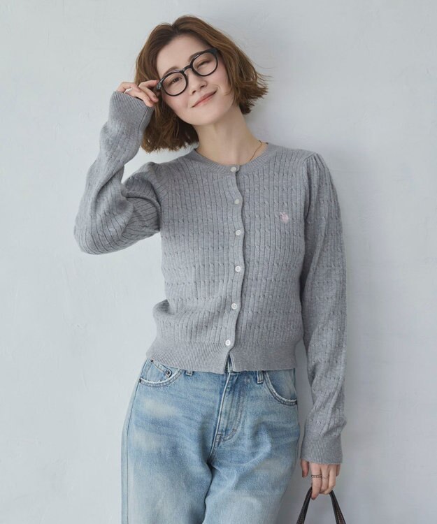 WEGO 【26年春新作】別注USPOLOケーブルニットカーデ グレー