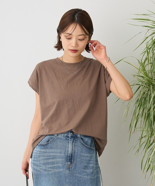 CRAFT STANDARD BOUTIQUE カットクレープクルーネックTシャツ Brown