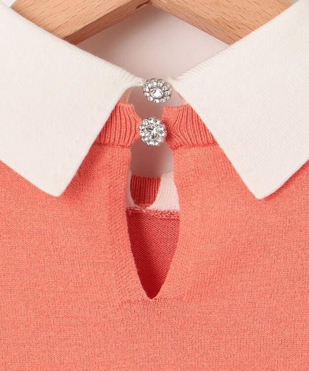 組曲 Elena襟付きニットプルオーバー コーラル系