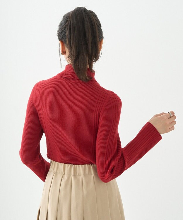 earth music&ecology やわらかタッチタートルネックニットプルオーバー Red