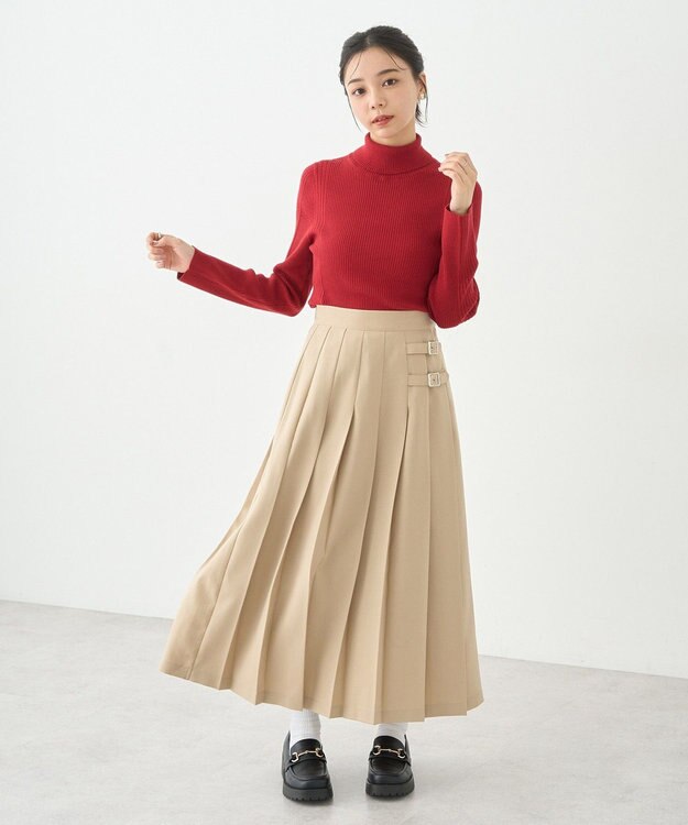 earth music&ecology やわらかタッチタートルネックニットプルオーバー Red