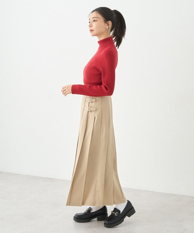 earth music&ecology やわらかタッチタートルネックニットプルオーバー Red