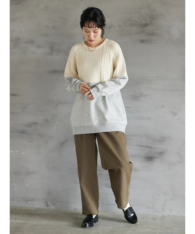 CRAFT STANDARD BOUTIQUE ニットドッキング裏毛プルオーバー Ivory