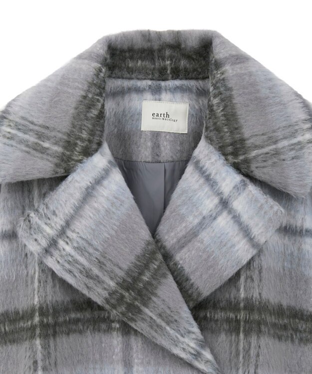 earth music&ecology チェックシャギーコート Check Gray