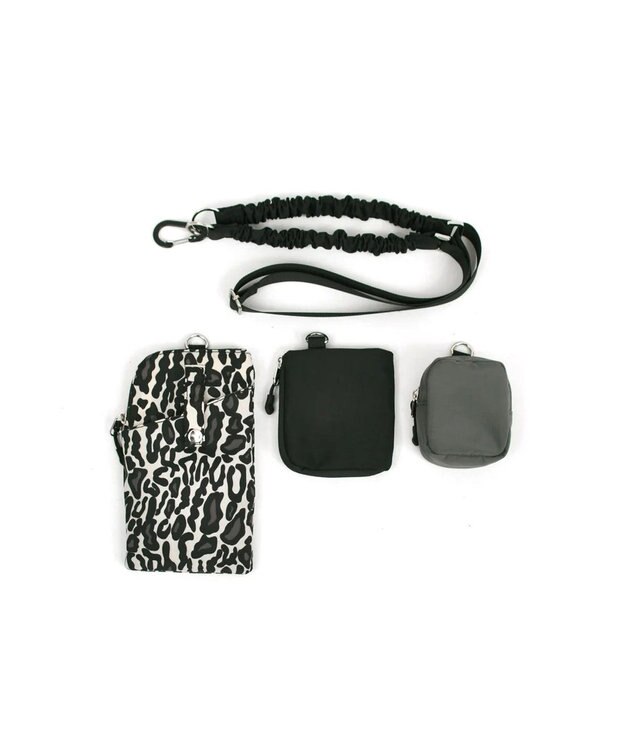 UNBILLION cachecache バンジーコードナイロンスマホショルダー レオブラック