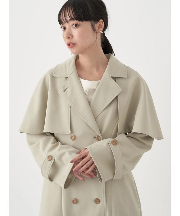 earth music&ecology ２ＷＡＹケープトレンチコート Light Khaki