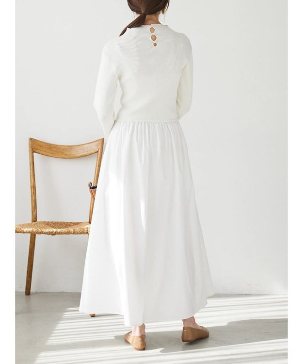 Green Parks AnriettMusee  リブニットドッキングワンピース Off White