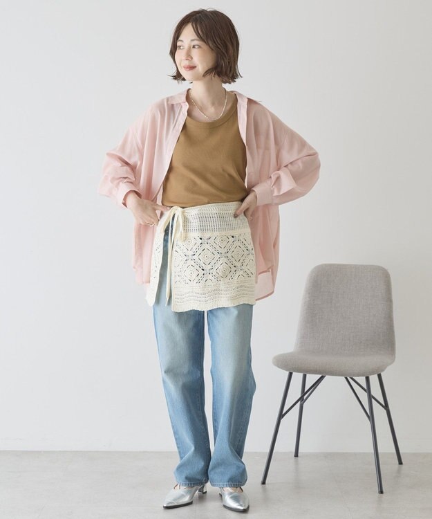 AMERICAN HOLIC クロシェニット巻きスカート Ivory