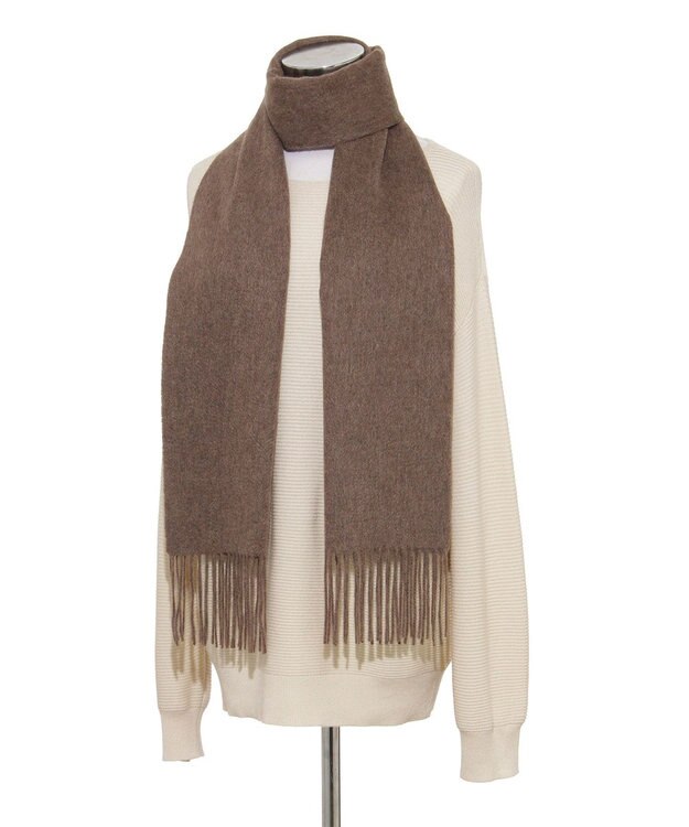 MOONBAT プラスムーンバット (+moonbat) カシミヤ100％無地マフラー 洗える 190㎝×30㎝ ブラウン