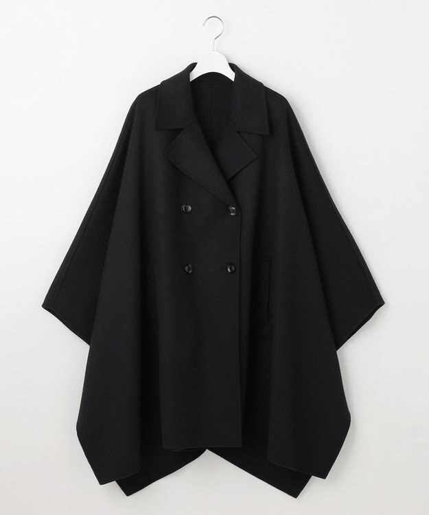 23区 【エステータ】ウールリバー ポンチョ コート ブラック