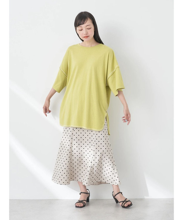 earth music&ecology 配色ステッチチュニックＴ Yellow