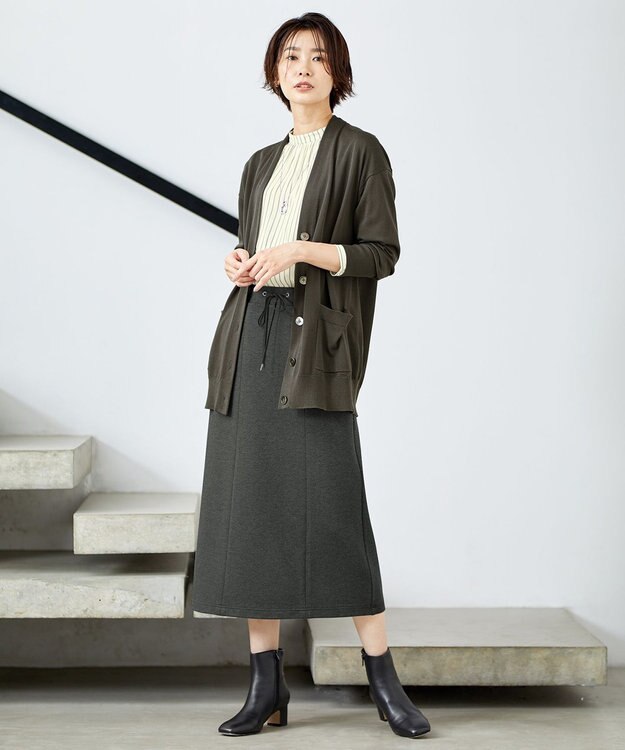 J.PRESS LADIES 【洗える】デュアルウォームポンチ スカート グレー系