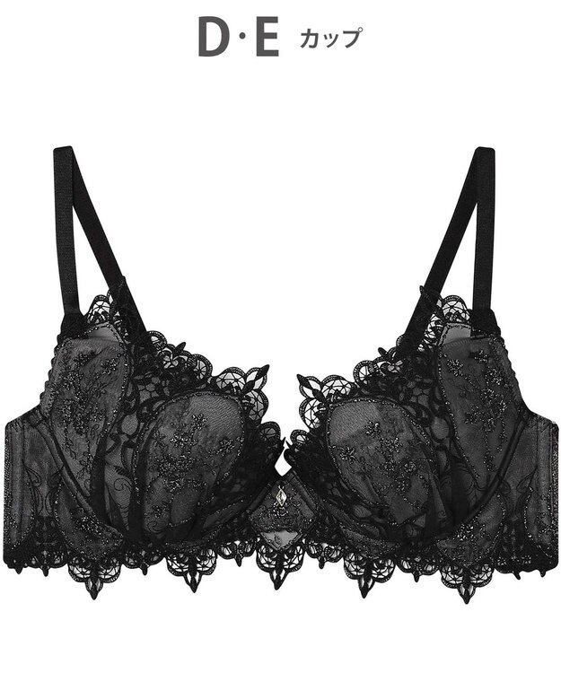 AMPHI ブラジャー 谷間メイク カップ上辺が浮きにくい Gカップまで対応 大きいサイズ 【Glama-Rich グラマリッチ ボリュームUPタイプ】 ブラ BYJ306 アンフィ／ワコール ブラック