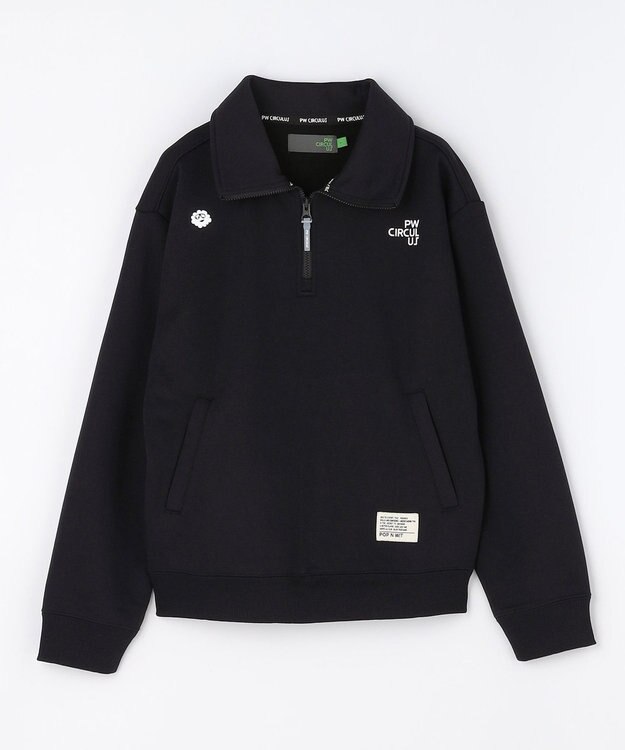 PW CIRCULUS 【WOMEN】ハーフジップ 裏毛スウェットトップス ゴルフウェア レディース ブラック系