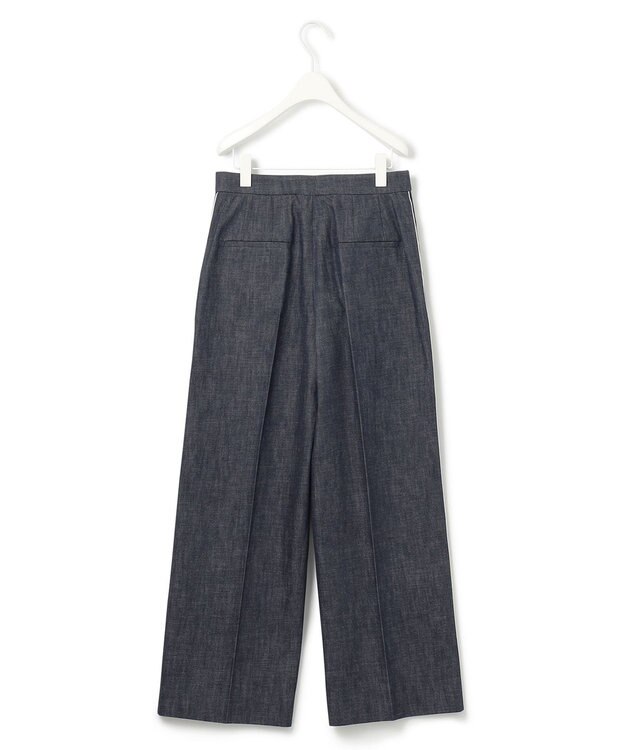ICB L 【洗える】 コットンリアクティブデニム ワイドストレートパンツ インディゴ系