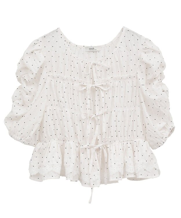 earth music&ecology レースティアードシャーリングブラウス Dot