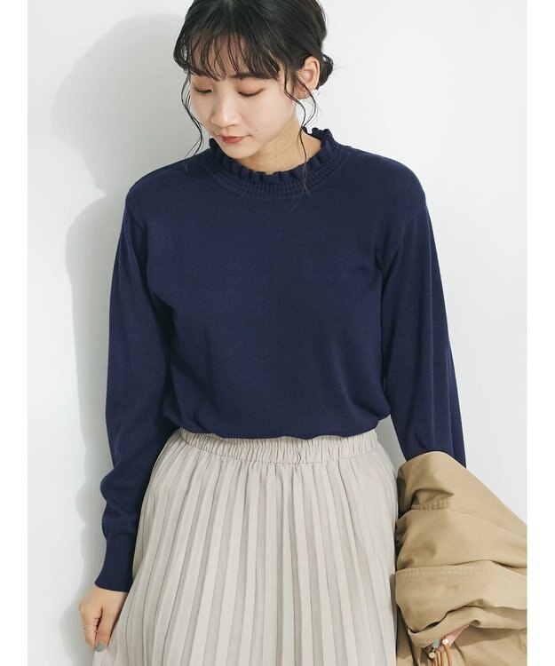 CRAFT STANDARD BOUTIQUE エリシャーリングニットプルオーバー Navy