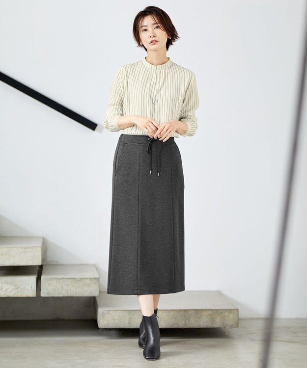 J.PRESS LADIES 【洗える】デュアルウォームポンチ スカート グレー系