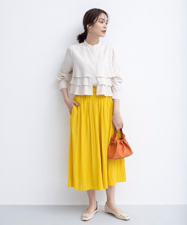 組曲 【春の新色追加】ギャザーライトデシン パンツ イエロー系