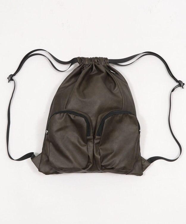 WEGO PUポケットデザインナップサック ブラウン