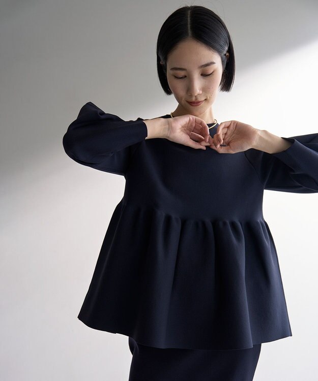 UNFILO 【VERY×UNFILOコラボ】2WAY ペプラムカーディガン ネイビー