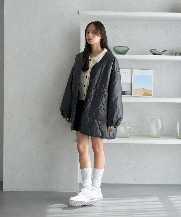 earth music&ecology キルティングハーフコート Black