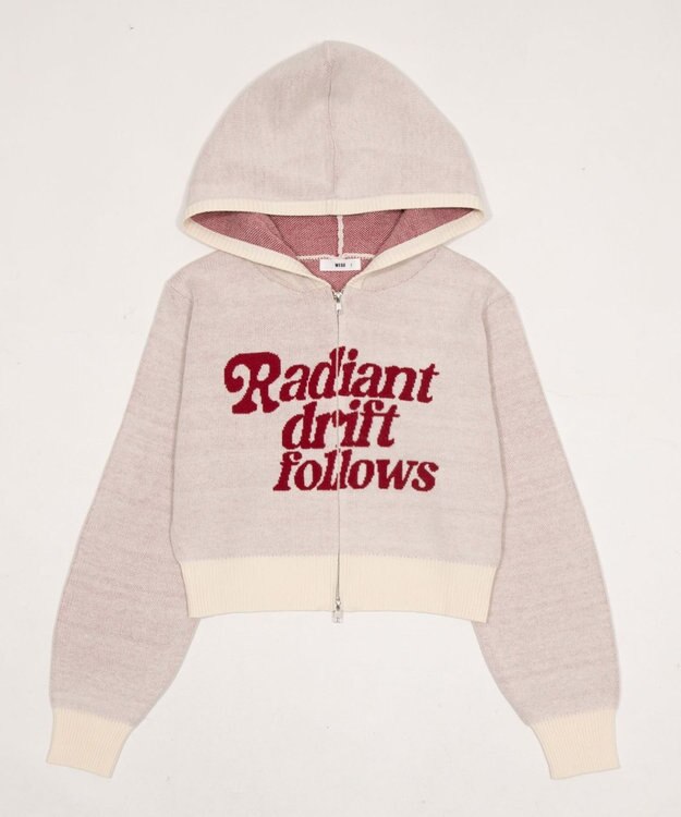 WEGO グラフィックジャガードニットZIPパーカー ホワイトアイボリー