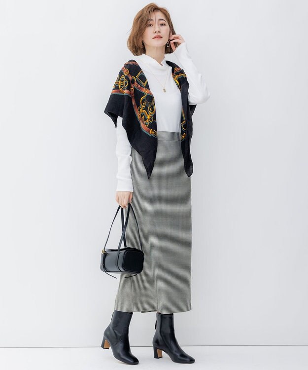 23区 L ガンクラブチェック タイトスカート ブラック系3